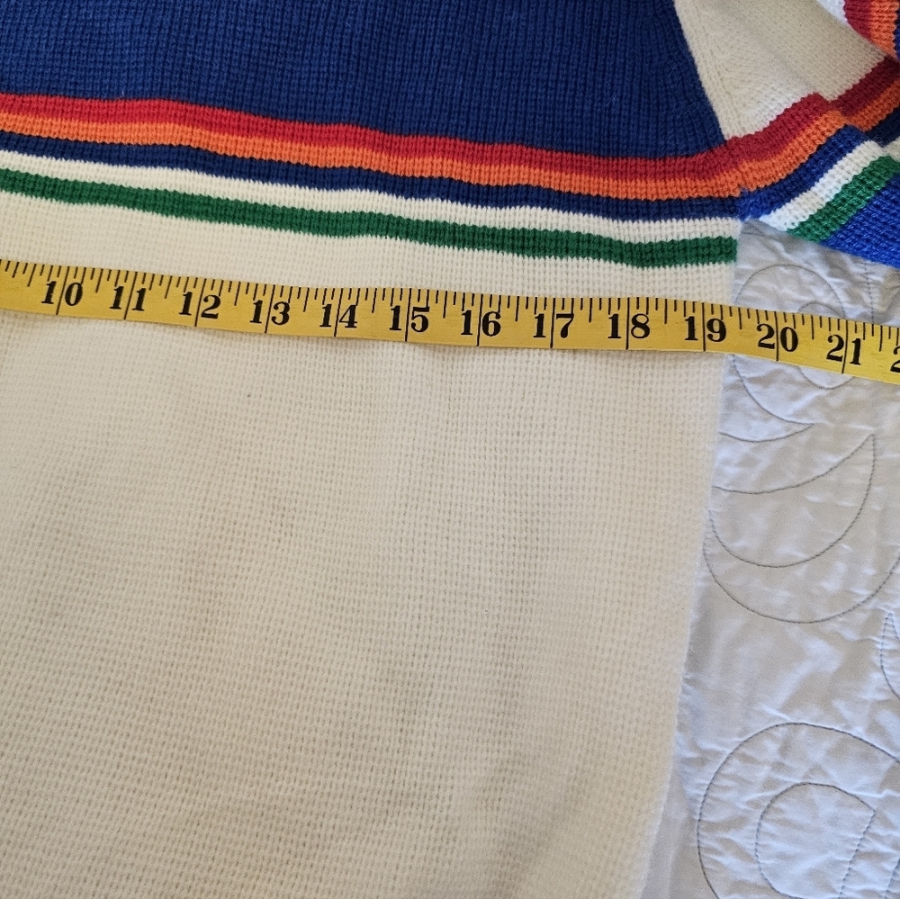 Jordan Marsh Vintage Y2K Blue and Cream Striped Crewneck Sweater Size Medium - Picture 6 of 9